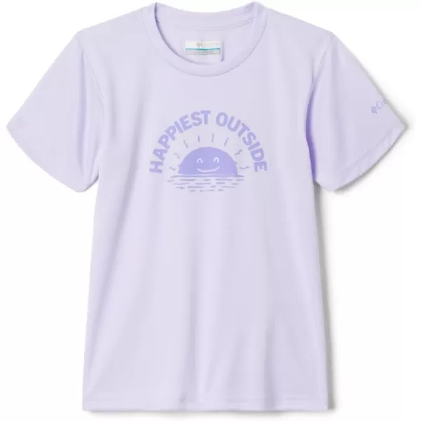 Columbia Girls Fork Stream Short Sleeve Graphic ShirtPurple TintHappier Outside