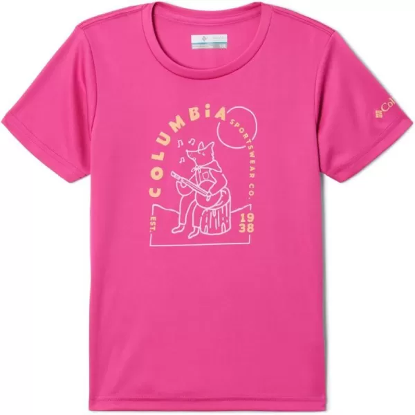 Columbia Girls Mirror Creek Short Sleeve Graphic ShirtPink IceCamp Tunes Graphic