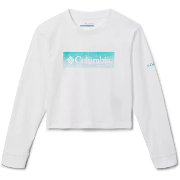 Columbia Girls Mission Lake Boxy Long Sleeve TeeWhiteFramed Halftone Logo Graphic