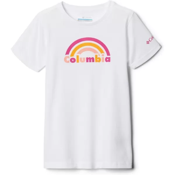 Columbia Girls Mission Lake Short Sleeve Graphic ShirtWhite Brand Rainbow