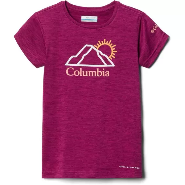 Columbia Girls Mission Peak Short Sleeve Graphic ShirtWild Fuchsia Heather Bright Peaks