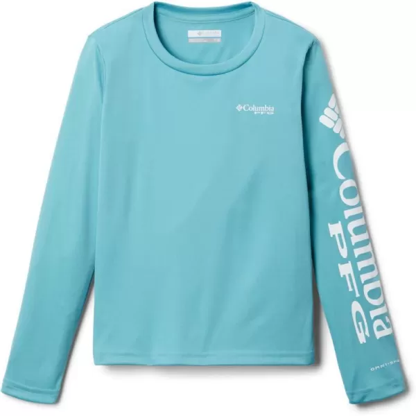 Columbia Girls Tidal Tee Long SleeveSea WaveWhite Logo