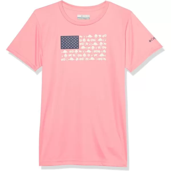 Columbia Girls Tidal Tee PFG Fish and Friends Flag Short SleevePink PopFish Friends Flag Graphic