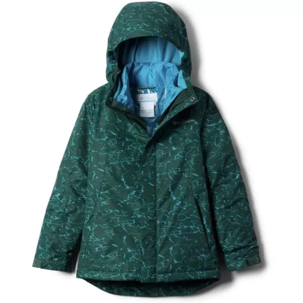 Columbia Girls Whirlibird Ii Interchange JacketSpruce Crackle PrintFjord Blue