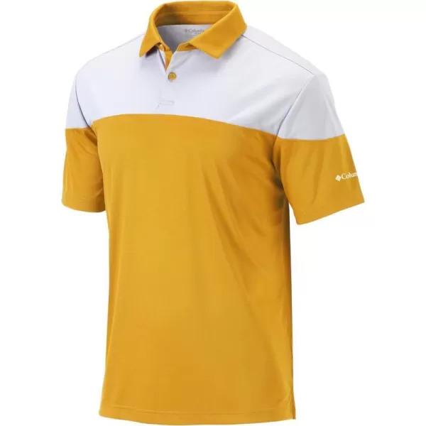 Columbia Golf Mens OmniWick Best Ball PoloAztec Gold  White