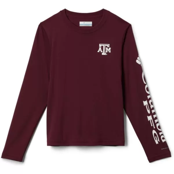 Columbia Kids Collegiate Youth Terminal Tackle LS ShirtTam  Deep MaroonWhite