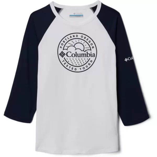 Columbia Kids Outdoor Elements 34 Sleeve ShirtWhiteCollegiate Navy Pdx Graphic