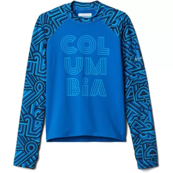 Columbia Kids Sandy Shores Printed Long Sleeve SunguardBright Indigo Geo Elements  Brt Indigo