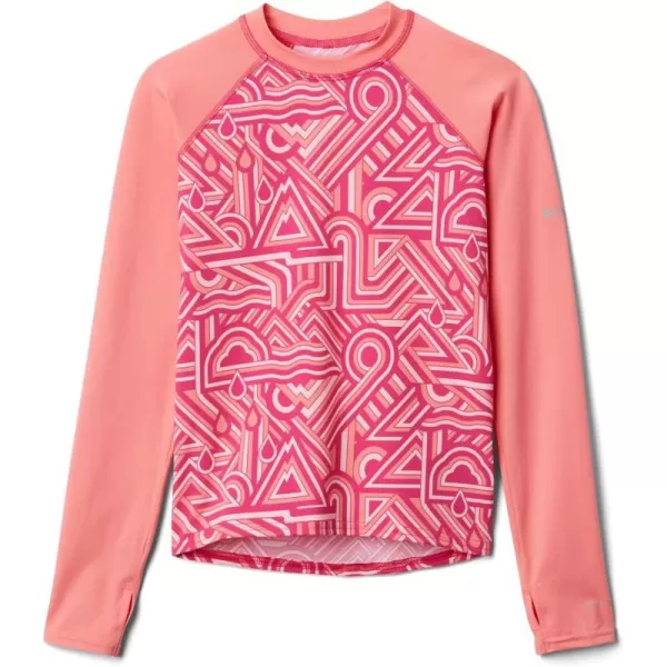 Columbia Kids Sandy Shores Printed Long Sleeve SunguardCactus Pink Geo Elements  Salmon