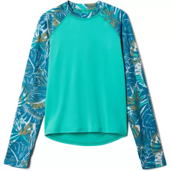 Columbia Kids Sandy Shores Printed Long Sleeve SunguardElectric TurquoiseDeep Marine King Pal