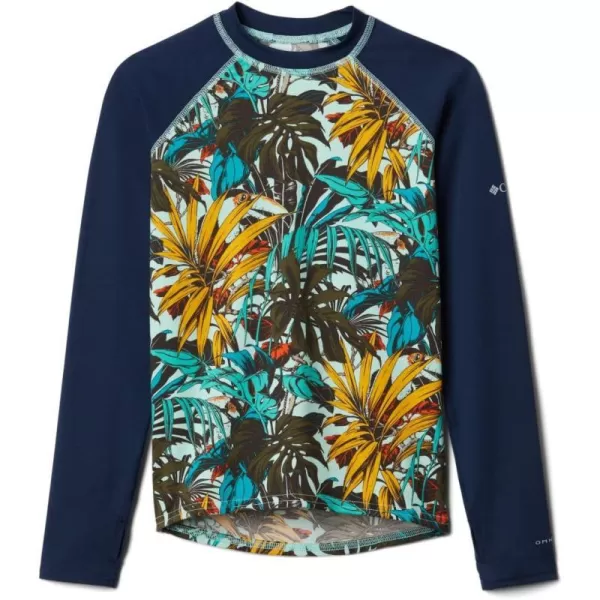 Columbia Kids Sandy Shores Printed Long Sleeve SunguardMint Cay Toucanical Multi  Coll Navy