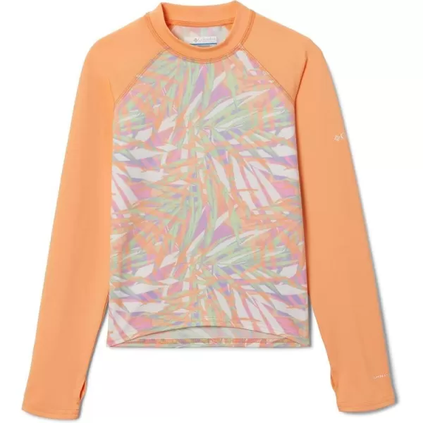 Columbia Kids Sandy Shores Printed Long Sleeve SunguardPeach Dye PalmsPeach