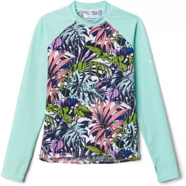 Columbia Kids Sandy Shores Printed Long Sleeve SunguardWhite Toucanical Multi  Mint Cay