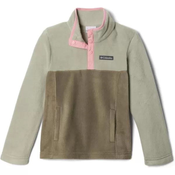 Columbia Kids Steens MTN 14 Snap Fleece PullOverStone Green  Safari