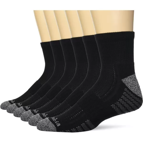 Columbia Mens 12 Cushion Quarter Arch Support Poly Blend Socks 6 PackBlackColumbia Grey