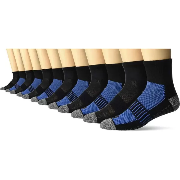 Columbia Mens 12 Cushion Quarter Arch Support Poly Blend Socks 6 PackF156pairsblack