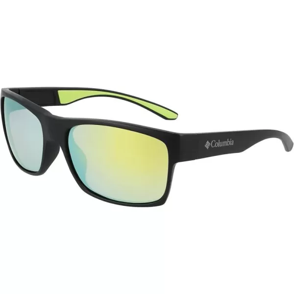 Columbia Mens Brisk Trail Rectangular SunglassesMatte BlackYellow