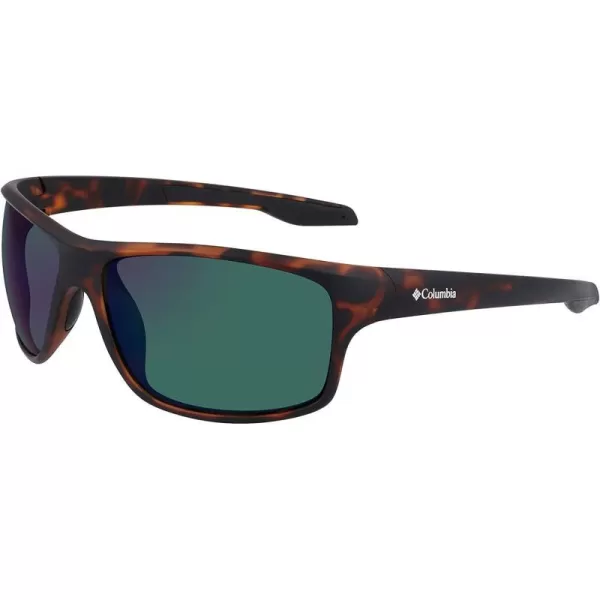 Columbia Mens Burr Rectangular SunglassesMatte Tort amp BlackGreen Mirror