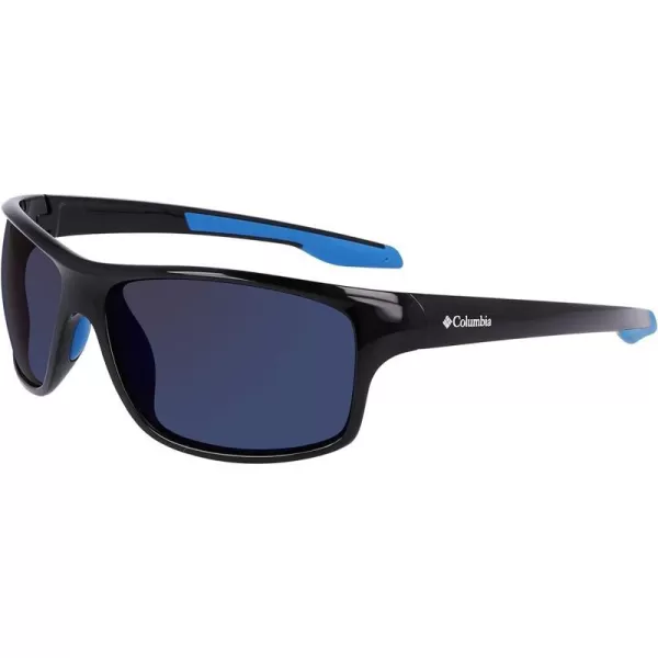 Columbia Mens Burr Rectangular SunglassesShiny Black amp BlueBlue Mirror