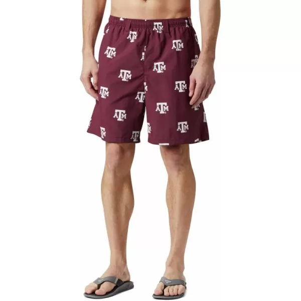 Columbia Mens CLG Backcast Ii Printed ShortTexas AampM Aggies Tam  Deep Maroon