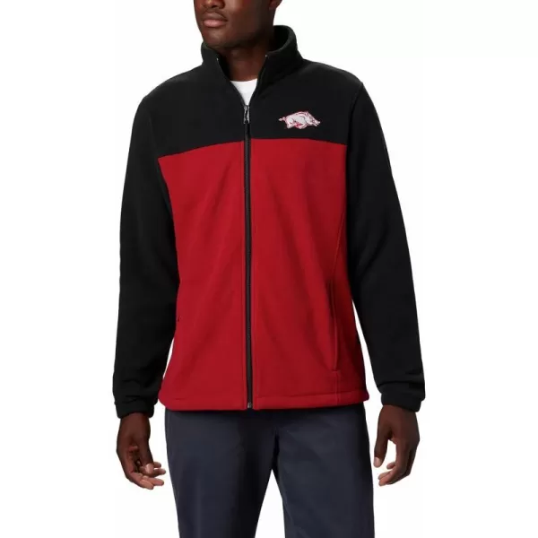 Columbia Mens CLG Flanker Iii Fleece JacketArkansas Razorbacks Ark  Black Red Velvet