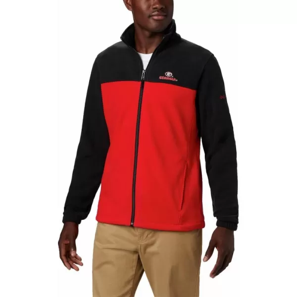 Columbia Mens CLG Flanker Iii Fleece JacketGeorgia Bulldogs Uga  Black Bright Red