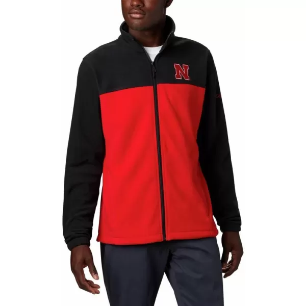 Columbia Mens CLG Flanker Iii Fleece JacketNebraska Cornhuskers Neb  Black Bright Red