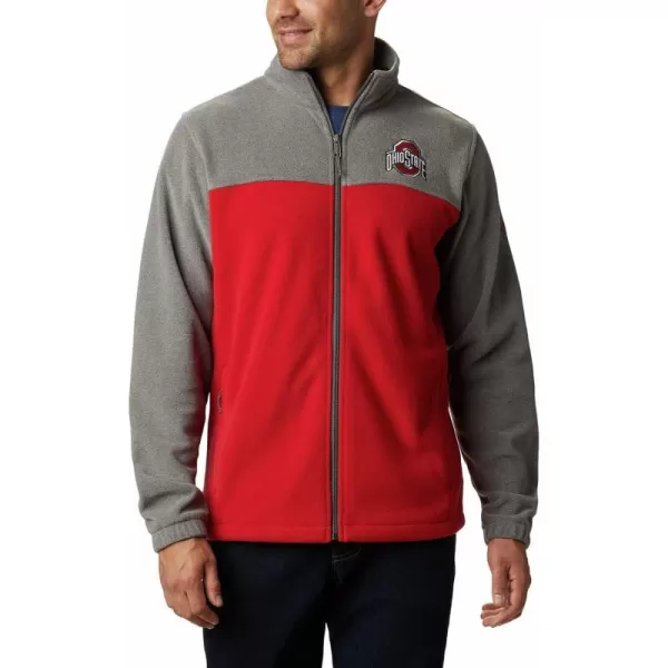 Columbia Mens CLG Flanker Iii Fleece JacketOhio State Buckeyes Os  Charcoal Intense Red