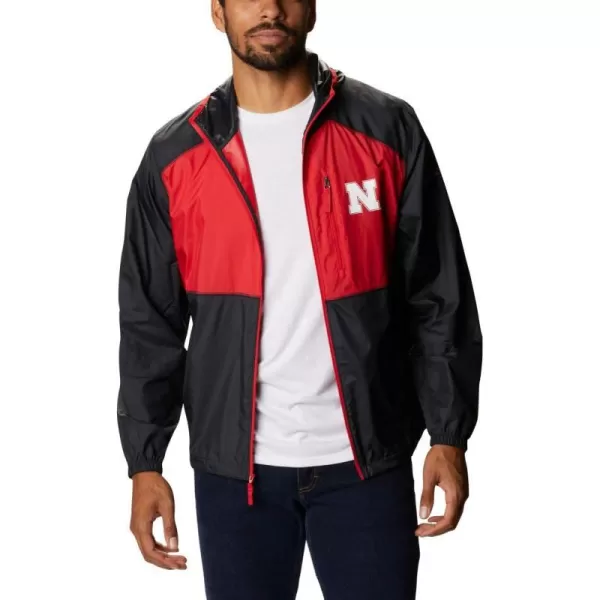 Columbia Mens CLG Flash Forward JacketNebraska Cornhuskers Neb  Black Bright Red