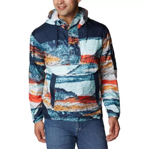 Columbia Mens Challenger WindbreakerIcy Morn Hyper Nature PrintColl Navy