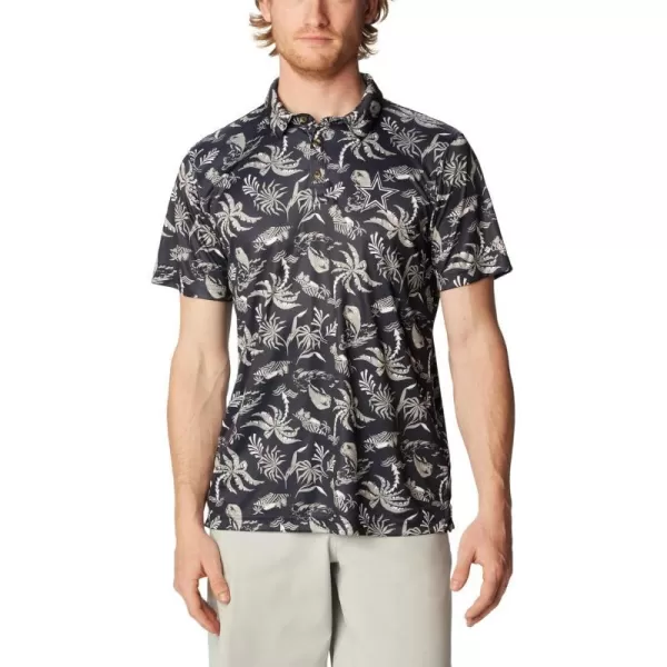 Columbia Mens Collegiate Super Terminal Tackle PoloDc  Collegiate Navy Dorado Isle Print