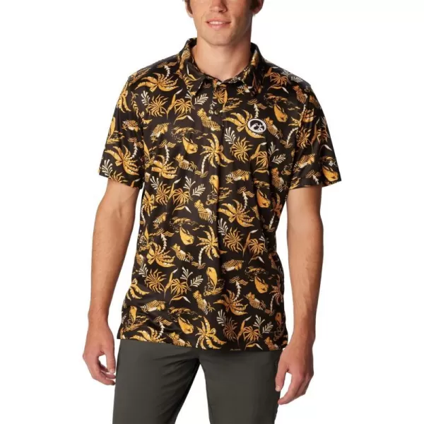 Columbia Mens Collegiate Super Terminal Tackle PoloIw  Black Dorado Isle Print