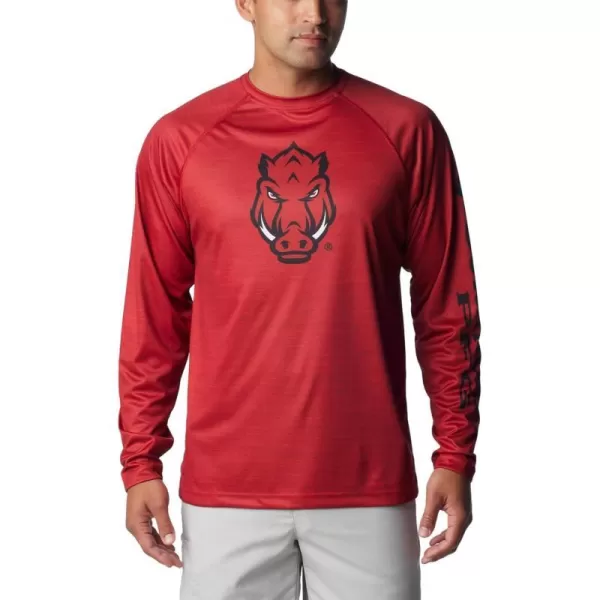 Columbia Mens Collegiate Terminal Tackle Heather Long Sleeve ShirtArk  Red Velvet Heather