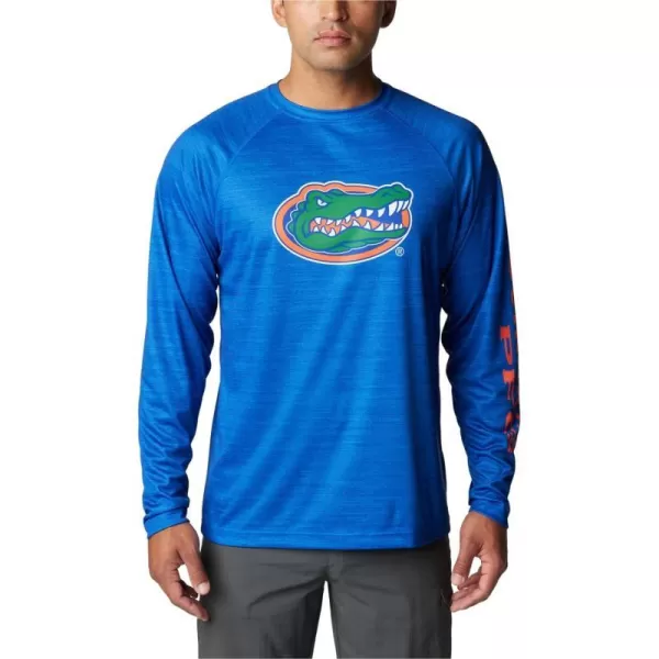 Columbia Mens Collegiate Terminal Tackle Heather Long Sleeve ShirtFla  Azul Heather