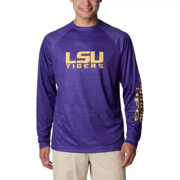 Columbia Mens Collegiate Terminal Tackle Heather Long Sleeve ShirtLsu  Vivid Purple Heather