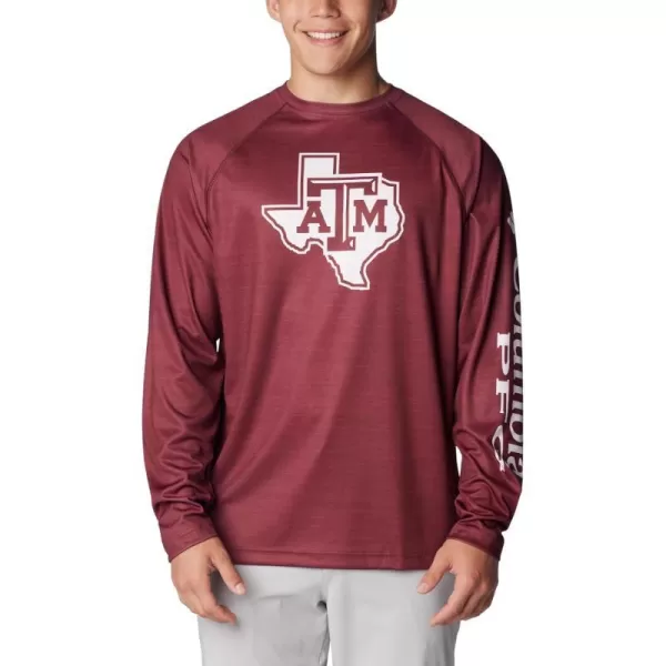 Columbia Mens Collegiate Terminal Tackle Heather Long Sleeve ShirtTam  Deep Maroon Heather