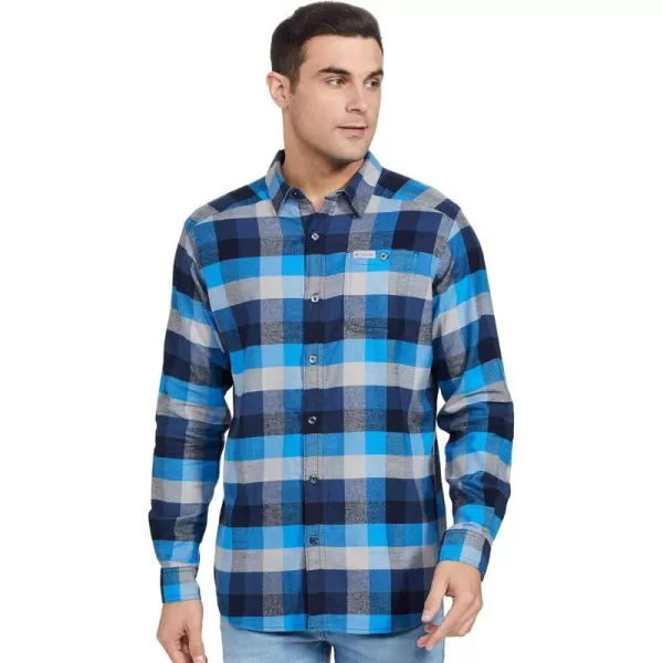 Columbia Mens Cornell Woods Flannel Long Sleeve ShirtAzure Blue Multi Buffalo Check