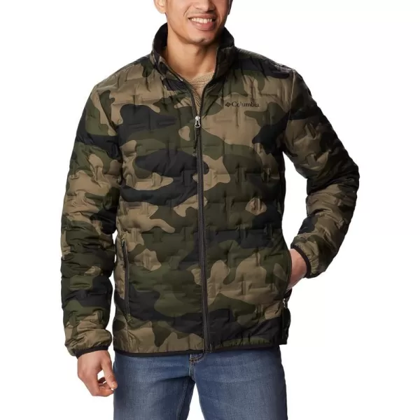 Columbia Mens Delta Ridge Down Hooded JacketStone Green Mod Camo Print