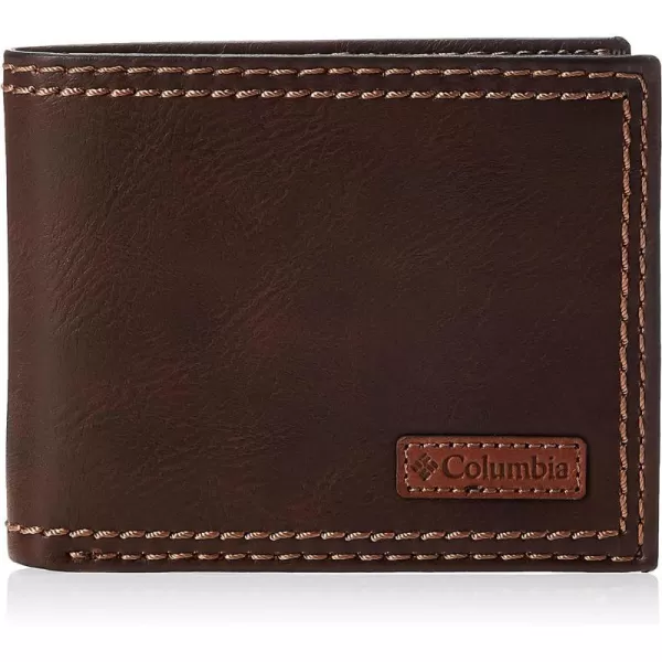 Columbia Mens Everyday Bifold WalletMultiple Card Slots Id WindowDark Tan