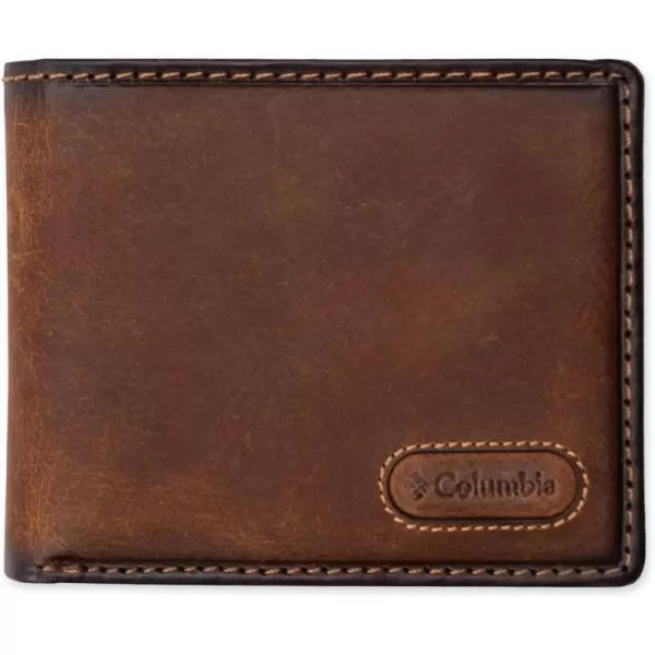 Columbia Mens Everyday Bifold WalletMultiple Card Slots Id WindowTan Burnished