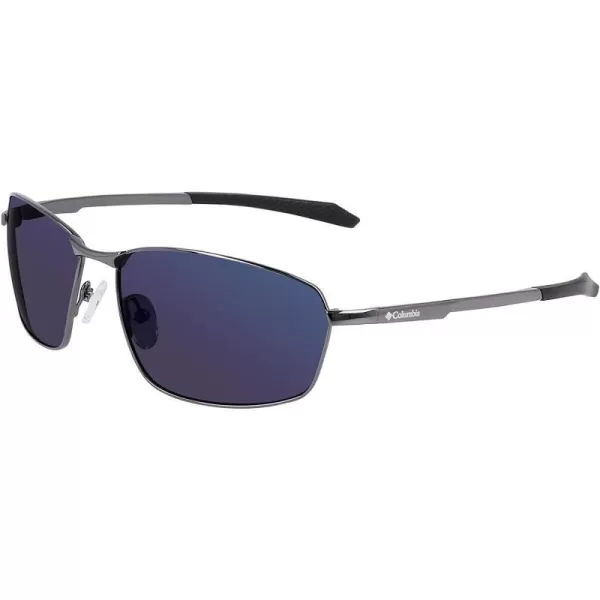 Columbia Mens Fir Ridge Rectangular SunglassesShiny Dark GunmetalBlue Mirror Lens