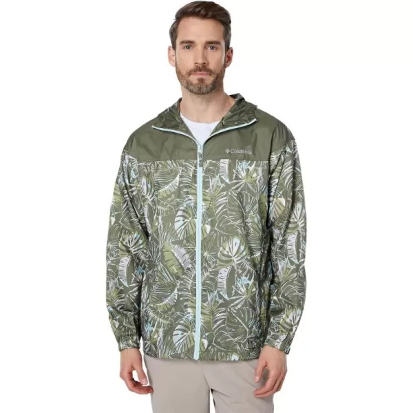 Columbia Mens Flash Challenger Novelty WindbreakerStone Green King Palms Multi Print