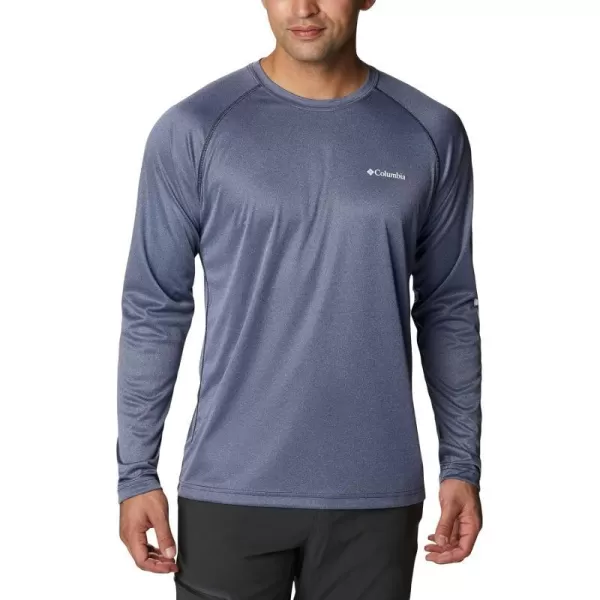 Columbia Mens Fork Stream Heather Long Sleeve ShirtCollegiate Navy HeatherWhite Logo