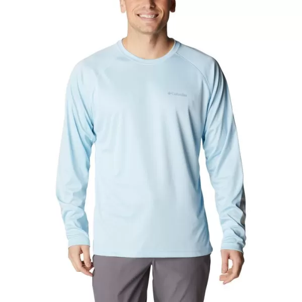 Columbia Mens Fork Stream Heather Long Sleeve ShirtSky Blue HeatherWhite Logo