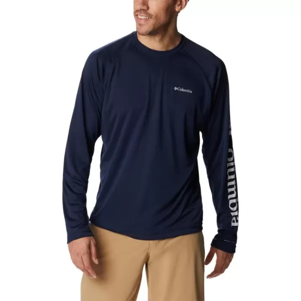 Columbia Mens Fork Stream Long Sleeve ShirtCollegiate NavyWhite Logo