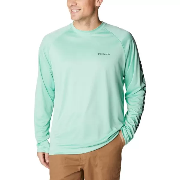 Columbia Mens Fork Stream Long Sleeve ShirtKelpSpruce Logo