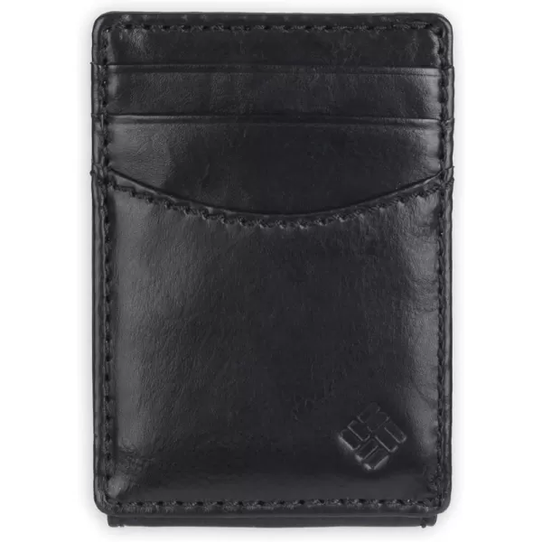 Columbia Mens Leather Front Pocket Wallet Card Holder for TravelBlack Leather