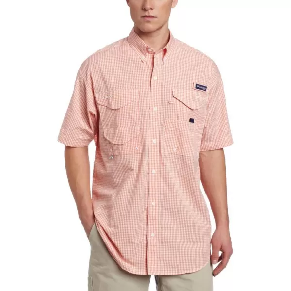 Columbia Mens Low Drag Offshore Short Sleeve ShirtBright PeachGingham