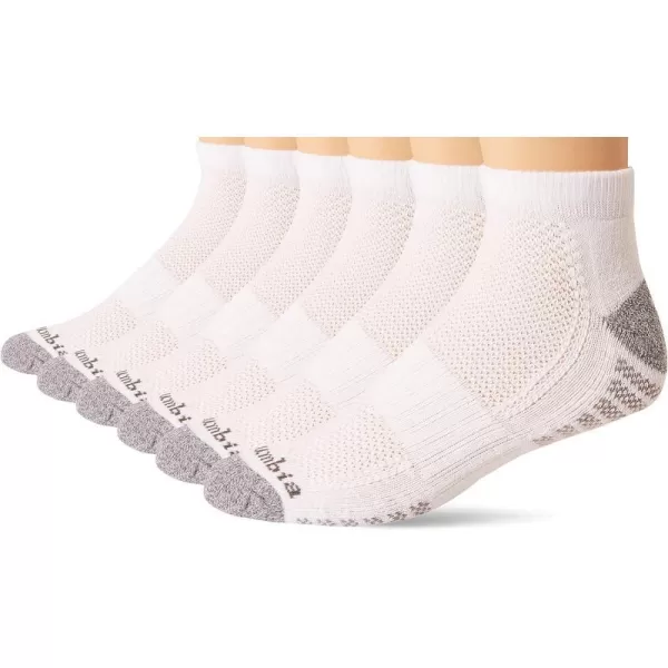 Columbia Mens LowCut Mesh Top Arch Support Poly Blend 6 Pair SocksWhiteGrey