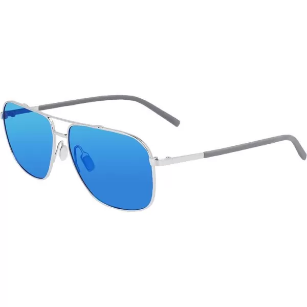 Columbia Mens Mist Trail Pilot SunglassesShiny SilverBlue Revo Lens